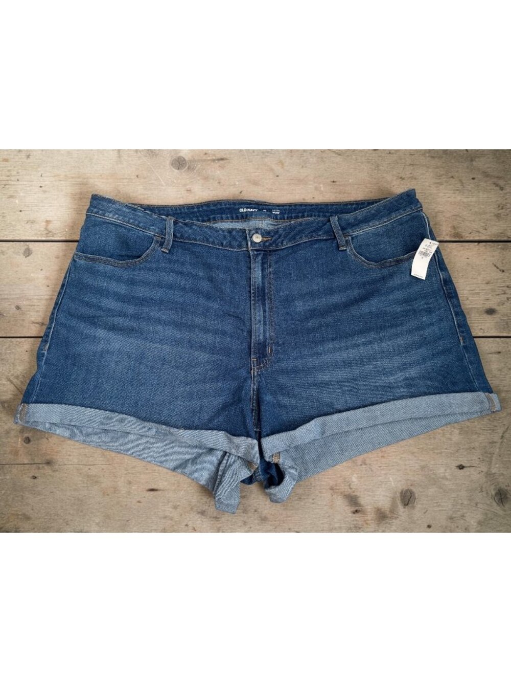 Old Navy Womens High-Rise Wow Denim Shorts Size 26 Dark Wash Folded Hem